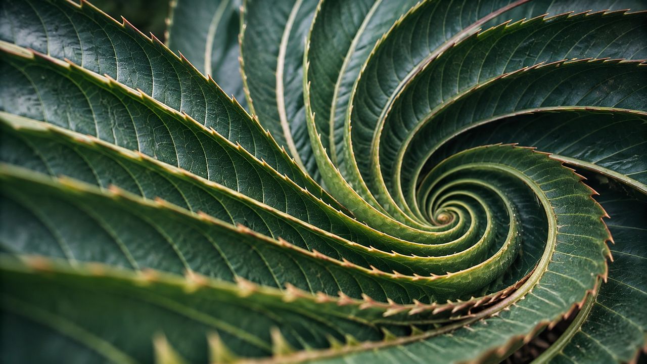 Spiral leaf arrangement of a succulent, seen from above